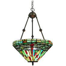 Inverted Stained Tiffany Glass Pendant Light