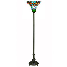 Butterfly Tiffany Stained Glass Torchiere Floor Lamp