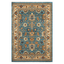 Blue & Beige Oriental Potion Power-Loomed Rug