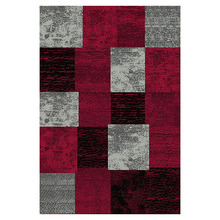 Grey & Red Gingham Beantown Power-Loomed Rug