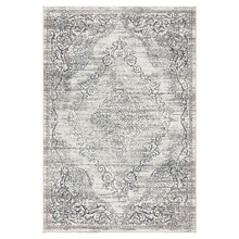 Grey Damask Glamour Power-Loomed Rug