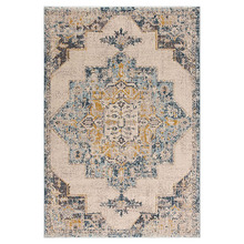 Beige & Blue Coulee Power-Loomed Rug