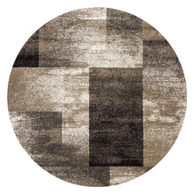 Brown Block Aslan Round Rug