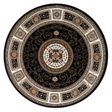 Black Ceres Power-Loomed Round Rug