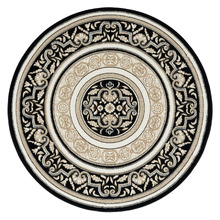 Black & Cream Solstone Power-Loomed Round Rug