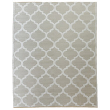 Silver & White Trellis Power-Loomed Outdoor Rug