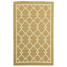 Cream & Beige Trellis Power-Loomed Outdoor Rug