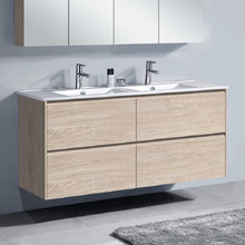 Evos 1500mm Oak Wall Hung Double Vanity with Ceramic Countertop
