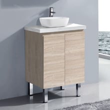 Vitrus 600mm Oak Freestanding Single Vanity with 50mm Stone Countertop & Basin