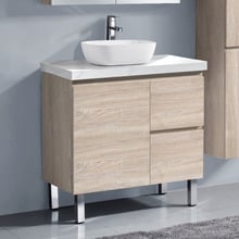 Vitrus 750mm Oak Freestanding Single Vanity with 50mm Stone Countertop & Basin