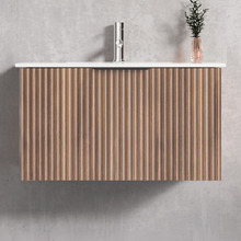 Reedon 750mm Woodgrain Wall Hung Single Vanity with Ceramic Countertop