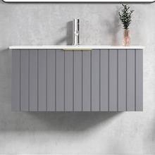 Boardwalk 900mm Matte Grey Wall Hung Single Vanity with Ceramic Countertop