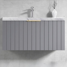 Boardwalk 900mm Matte Grey Wall Hung Single Vanity with 50mm Stone Countertop