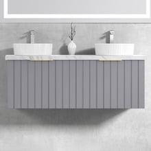 Boardwalk 1200mm Matte Grey Wall Hung Double Vanity with 50mm Stone Countertop