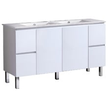 Virtus 1500mm Gloss White Freestanding Double Vanity
