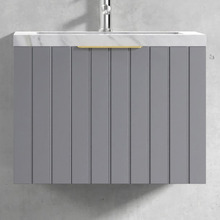 Boardwalk 600mm Matte Grey Wall Hung Single Vanity with 50mm Stone Countertop