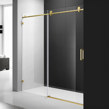 Palisade Brushed Gold Frameless Shower Screen Front