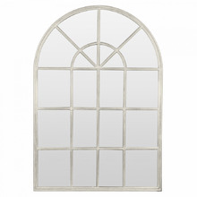 White Arched Iron Wall Mirror with Panes