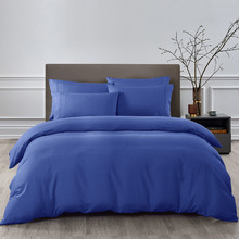 6 Piece Royal Blue Bamboo & Microfibre Quilt Cover & Fitted Sheet Set