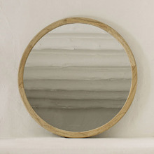 Krisma Round Mindi Wood Wall Mirror