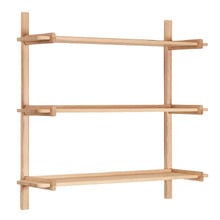 Leona 3 Tier Oak Wood Wall Shelf