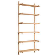 Leona 6 Tier Oak Wood Wall Shelf