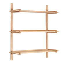 Leona 3 Tier Oak Wood Wall Shelf