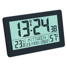 Black Radio Controlled Digital Clock with Room Climate Display