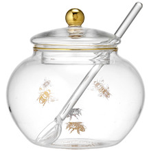 Honey Bee Glass Sugar Bowl with Spoon
