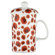 3 Piece Red Poppies 350ml Mug & Infuser Set