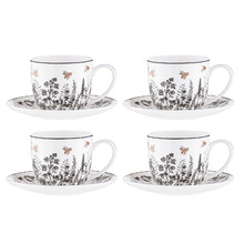 Queen Bee 230ml Teacups & Saucers (Set of 4)