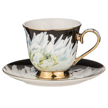Dark Florals White Dahlia 180ml Cup & Saucer