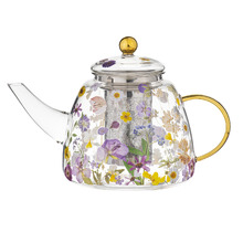 Pressed Flowers 1.2L Glass Teapot with Infuser