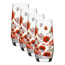 Red Poppies 540ml Highball Glasses (Set of 4)