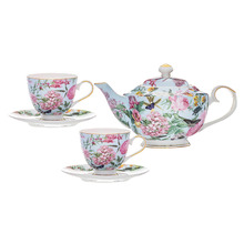 5 Piece Romantic Garden Teapot & Teacup Set
