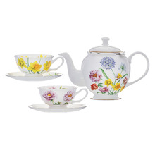 5 Piece Botanical Symphony Teapot & Teacup Set