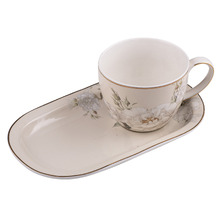 2 Piece Cream Elegant Rose 440ml Mug & Plate Set