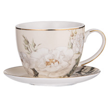 Cream Elegant Rose 310ml Teacup & Saucer