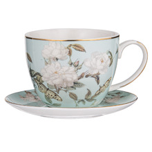Mint Elegant Rose 310ml Teacup & Saucer
