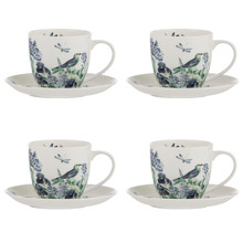 Iris Garden 260ml Cups & Saucers (Set of 4)