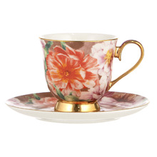 Peach Peony Bold Blooms 180ml Cup & Saucer