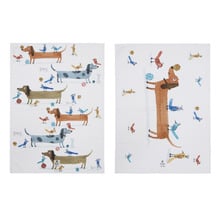 2 Piece Dachshund Canine Capers Kitchen Towel Set