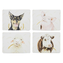 4 Piece Farmyard Faces Placemats