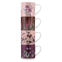 4 Piece Pink Secret Garden 330ml Stackable Mug Set
