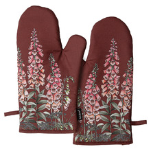 2 Piece Maroon Secret Garden Oven Mitt Set