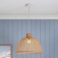 Divinia Dome Steel & Bamboo Pendant Light
