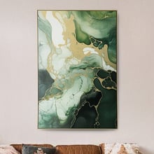Green Marble Framed Canvas Wall Art