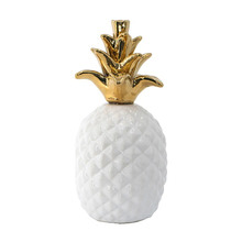 White Pineapple with Gold Crown Ceramic Ornament