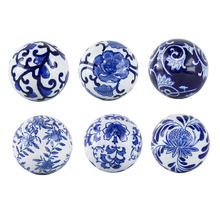 6 Piece Blue & White Aline Porcelain Decorative Ball Set