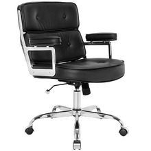 Silver & Black Aman Faux Leather Executive Office Chair